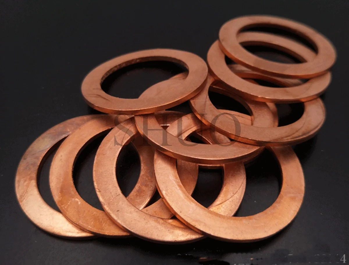 

10PCS Copper Washer Sump Plug Oil Seal Fittings 27x32x2 28x38x2 33x42x2 MM Boat Crush Gasket Flat Seal Ring Tool Accessories