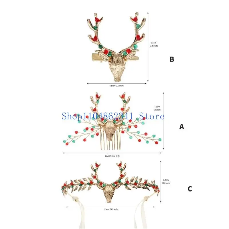 5ASD Elegant Christmas Rendier Hair Comb For Adult Kids Party Accessory Hair Clip Festival Haarband Seizoensgebonden rekwisieten