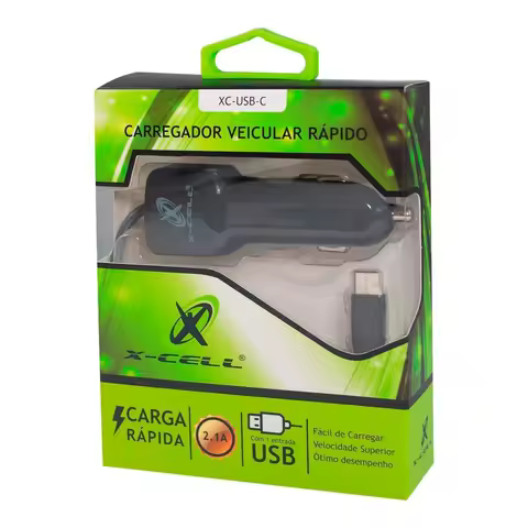 Carregador Veicular X-cell Ultra Rapido Usb 2.5a C/ Cabo V8