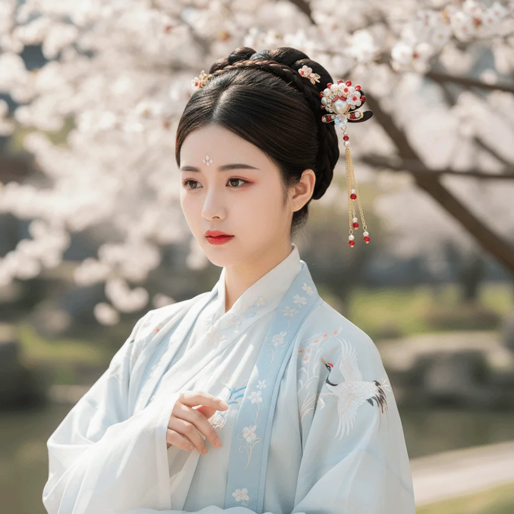 

Classical Tassel New Chinese Style Hair Clip Pearl Red Hanfu Hairpin Antique Retro Wooden Hair Stick Bridal