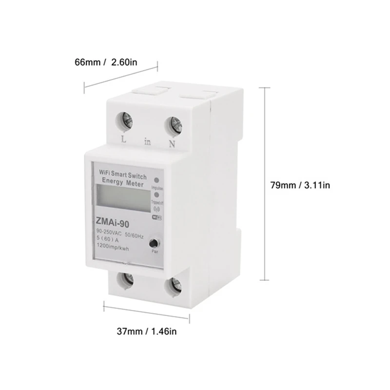 Tuya Wifi Intelligent Energy Meter 2 Phase Din Rail Power Consumption Meter Wattmeter Works With Alexa And Google Home