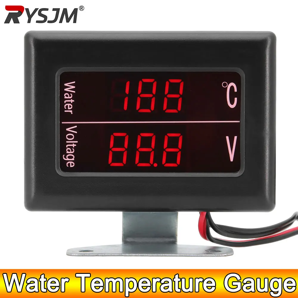 

AD 12V 24V Universal Digital Water Temperature Gauge Voltage Voltmeter Gauge for Car + Water Temperature Sensor Head Plug 10MM