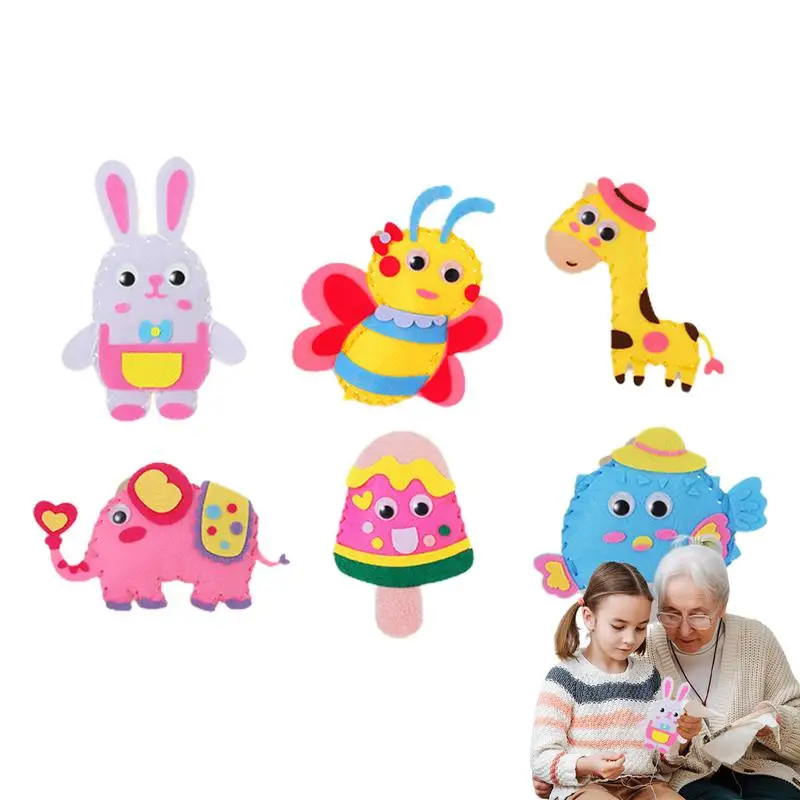 Kids Sewing Craft Cartoon Sewing Craft Kits Educational Toys for Boys and Girls Aged 3 Art and Craft Stuffed Animals Making Set