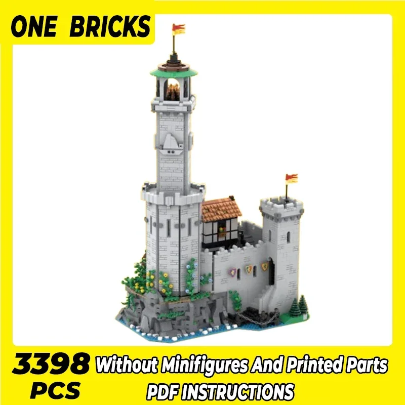 Briques de construction MOC modèle médiéval, phare discutant de la technologie du château de Kokor, nuits modulaires, cadeau de Noël, ensemble de jouets de bricolage