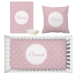 Set di biancheria da letto con nome personalizzato LVYZIHO, Set di biancheria da letto con sfondo personalizzato per bambina, Set di biancheria da letto regalo per Baby Shower