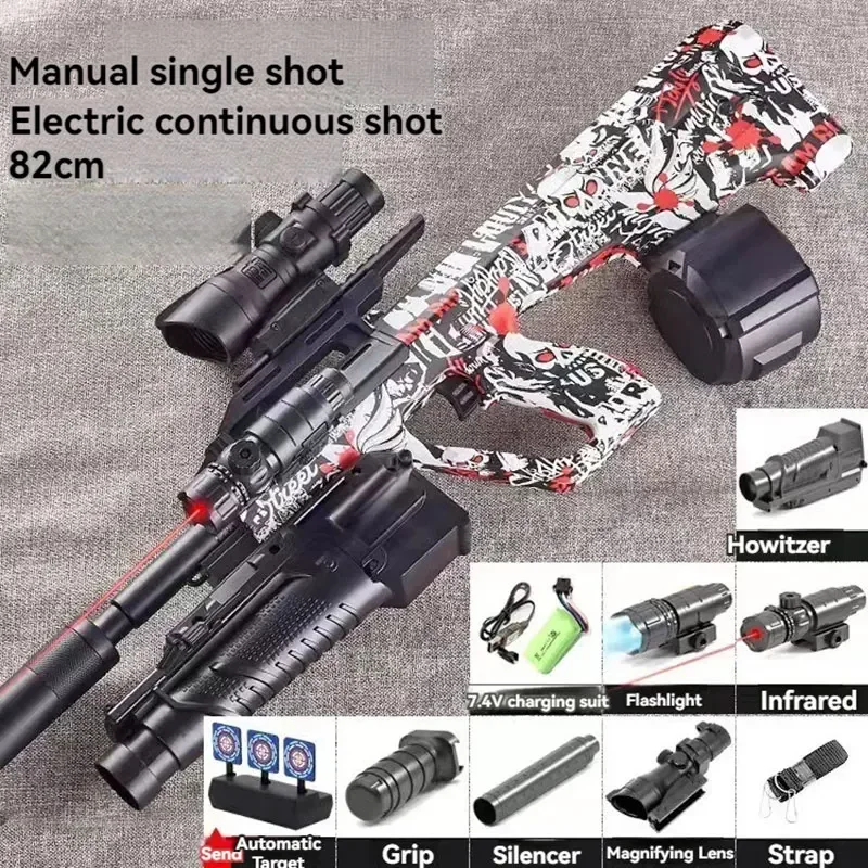 AUG-Pistolets à Gel Électrique Manuel, 2 Modes, Pistolet Jouet, Balle de Gel d'Eau, Pistolet de Paintball, Armes de Tir, Garçon CS, Faux Pistolet Jouet