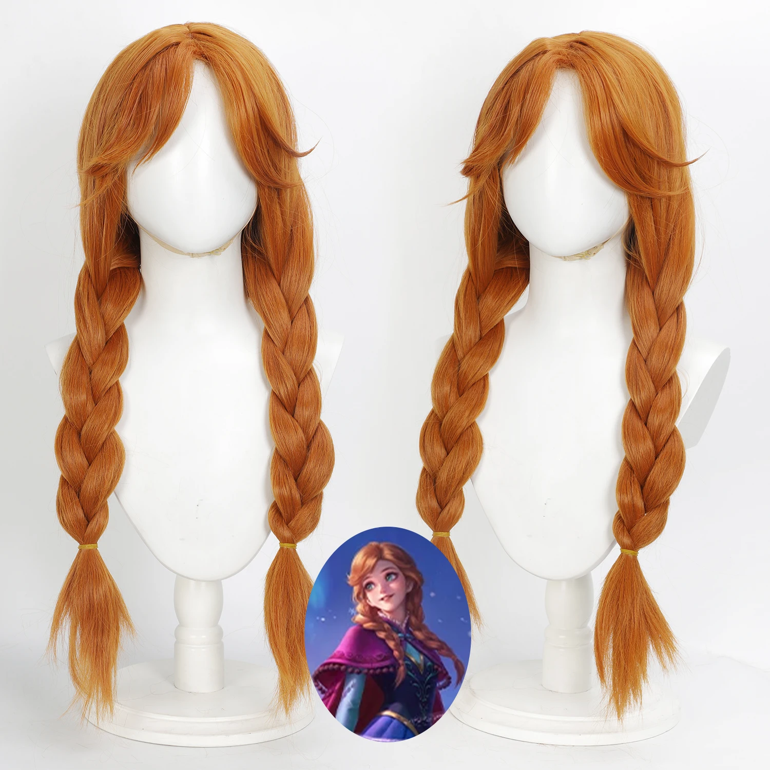 

Парик для косплея «Имбирно-оранжевый двойной косичный узор», с имитацией кожи головы, термостойкий, из синтетических волос, для костюма принцессы