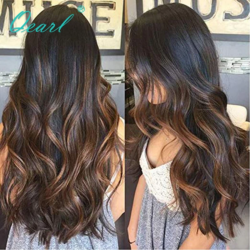 

Ombre 30# Lace Frontal Wigs for Women Real Human Hair Wig Honey Blonde Brown Highlights Colored 13x6 Virgin Sale Thick 30" Qearl
