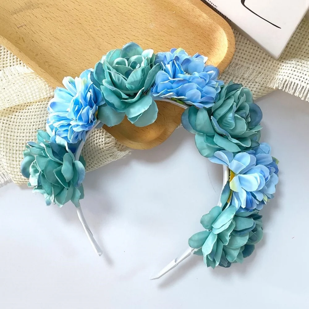 Modisches Rosenblüten-Stirnband für Damen, Braut-Blumenkranz, Bohemian Haaraccessoire, Hochzeits- und Festival-Kopfschmuck, Party-Deko – Detail 10