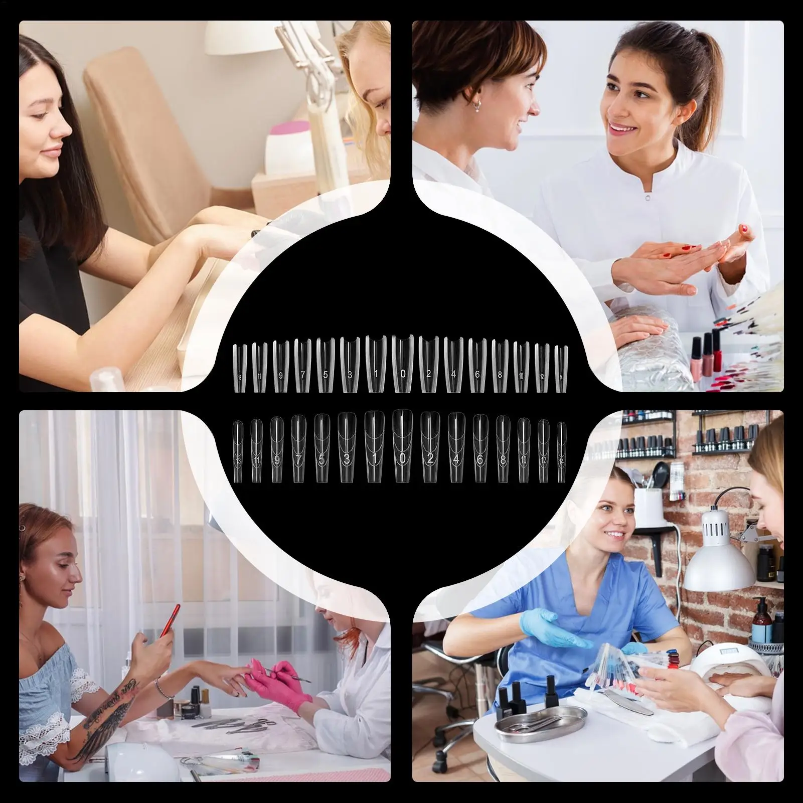 240-teiliges Form-Nagelverlängerungsset, klare Nagelformen, transparente Nagelschablonen für modische Schönheit, Maniküre, tägliches Styling