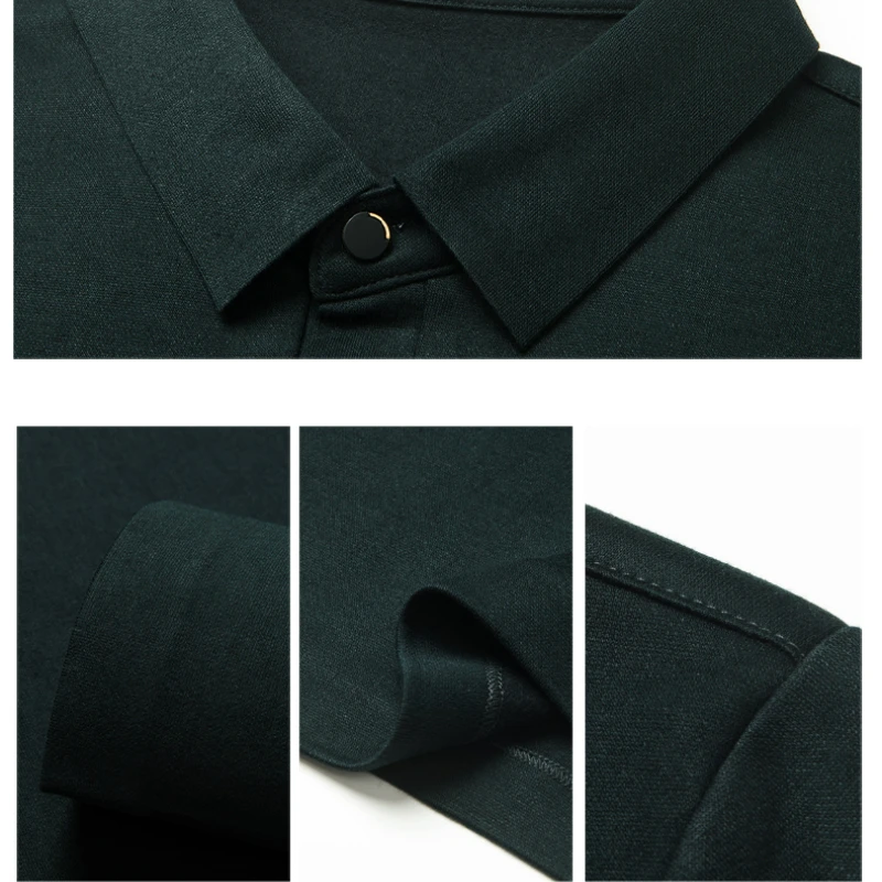 Boutique Men\'s Woolen Sweater Warm Long Sleeves Polo Business Pullover Top Solid Color Polo Collar Knitwear Casual T-shirt