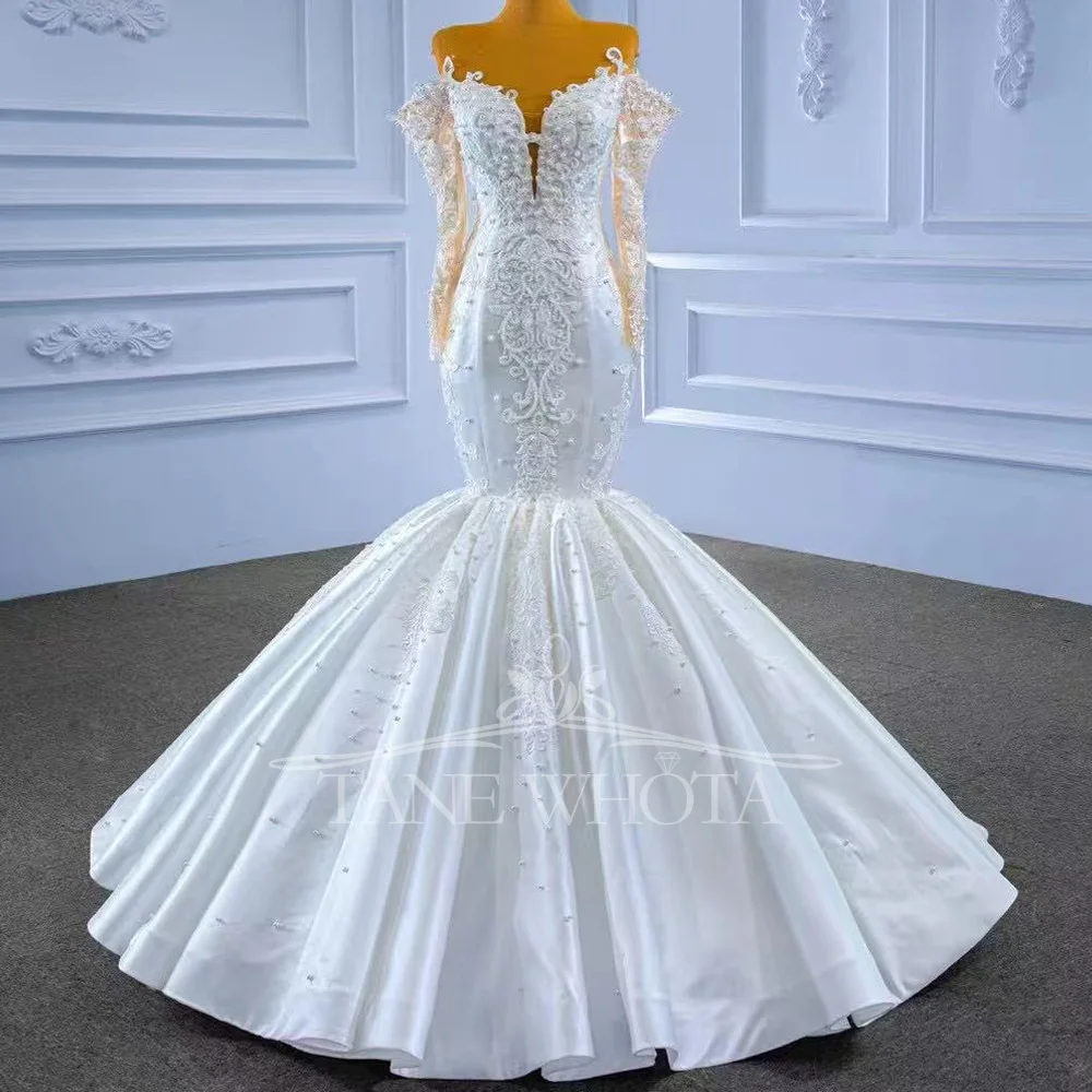 

Свадебные платья Милая с длинным рукавом на шнуровке сзади, вышивка бисером, свадебное платье-футляр, сексуальное свадебное платье на заказ