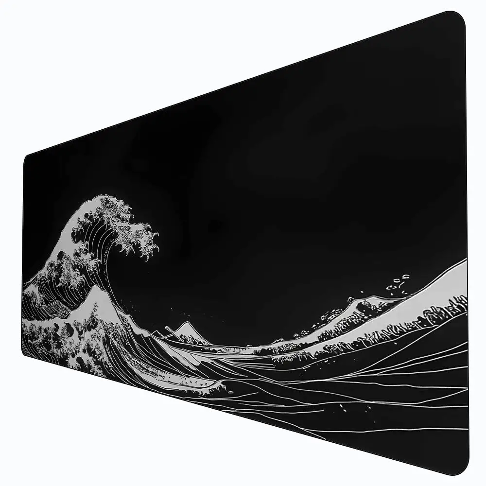 

Black Sea Wave Large Mouse Pad Gaming Mouse Pad Desktop Pad with Stitched Non-Slip Rubber Base for Magic Zones MTG/TCG Game Mats