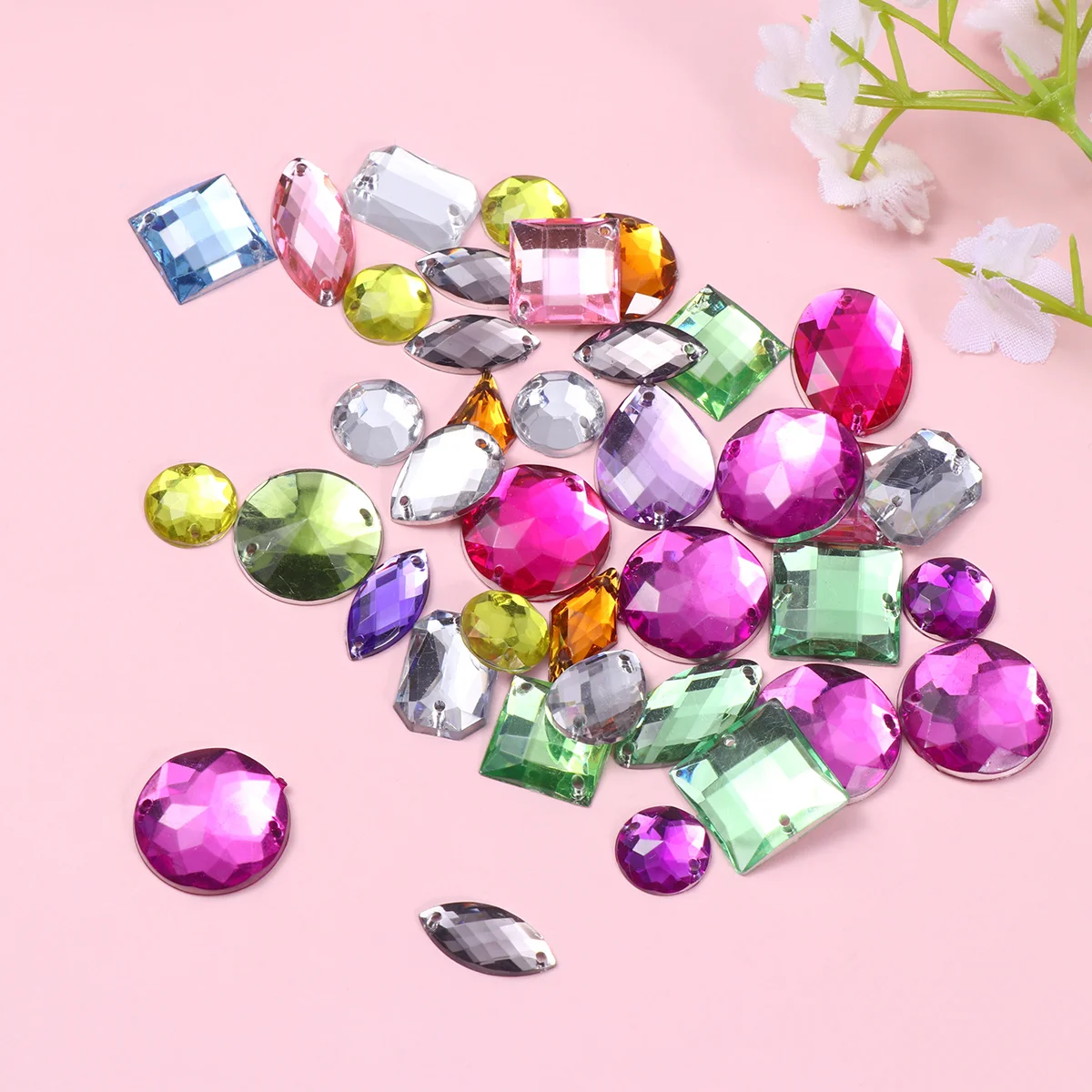 

100Pcs Colorful Rhinestone Random Shape Acrylic Nails Art Decorations DIY Jewelry Accessories Square Round Shape Fashion