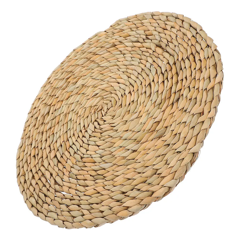 

Straw Seat Cushion Japanese Round Floor Pouf Woven Chair Cushion For Meditation Yoga Tatami Style Home Patio Window Sill