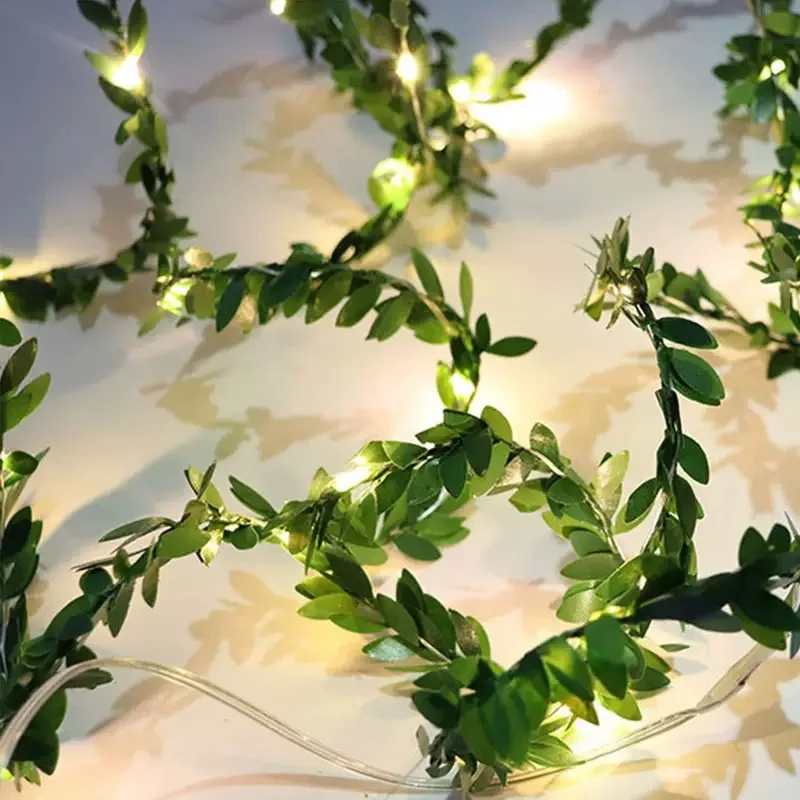 Artificial Green Leaf 50/100/150Led Fairy Solar Lights Christmas Decoration Outdoor Solar Lamp Wedding Party Garden Decor