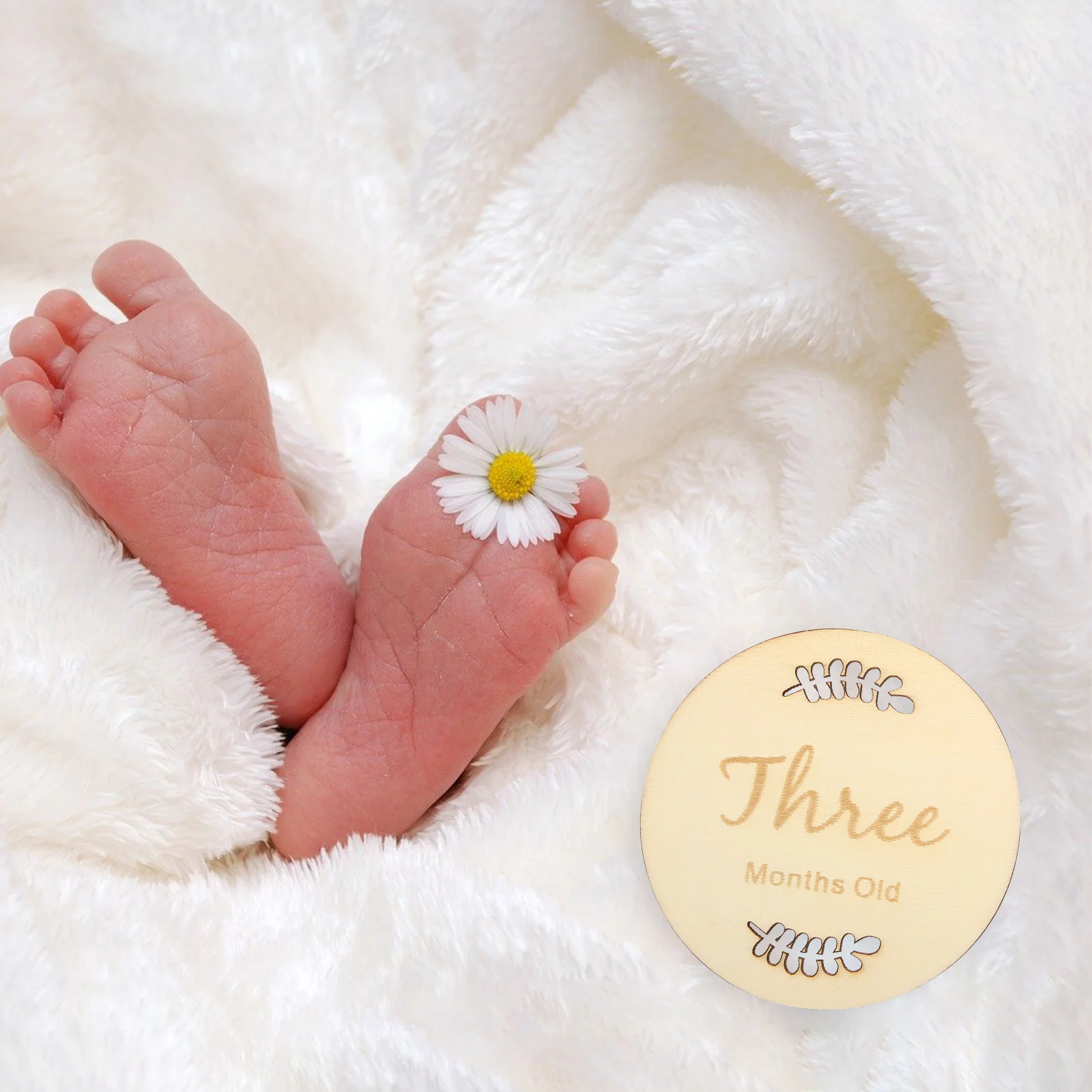 

1Set Baby Milestone Cards Smooth Surface Infant Months Signs Photo Props Newborn Birth Announcement Monthly Milestone Wood