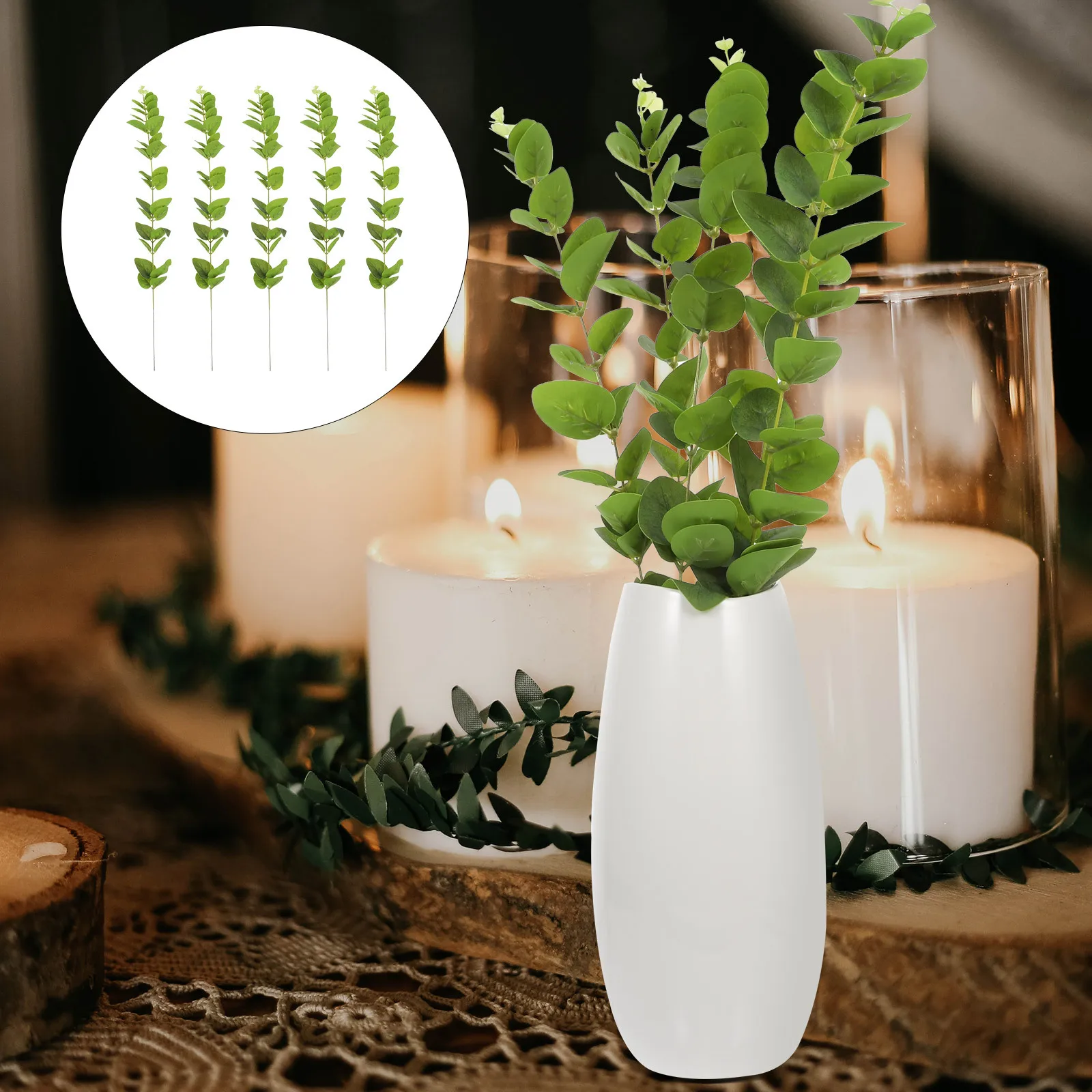 

5pcs Simulation Leaf Adornment Artificial Leaves For Home Decoration Diy Wedding Arrangement Fake Plant Decor Vivid Green