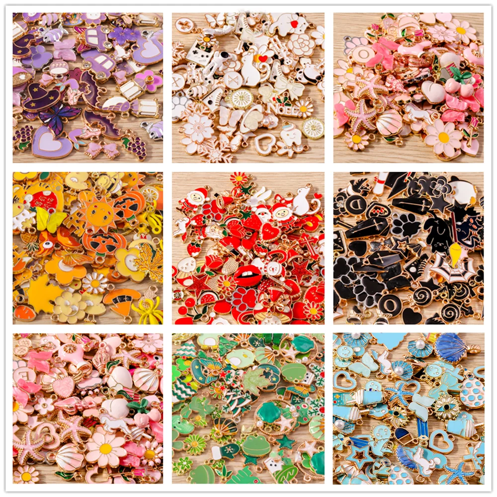 Tusember - Lote de 30 Dijes Surtidos de Corazones, Flores y Animales para Hacer Joyas, Pendientes, Collares, Accesorios DIY, Suministros Hechos a Mano