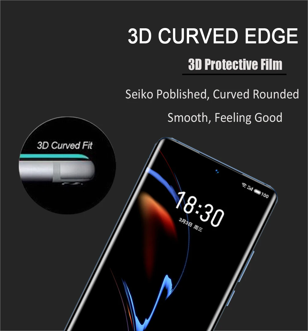 Full Coverage Tempred Glass For Meizu 18/Meizu 18 Pro/Meizu 18s Pro/Meizu 17/Meizu 17 Pro 3D Protective Film Screen Protectors