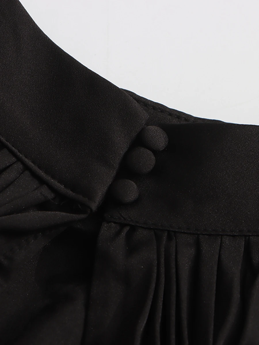 فساتين حفلات صغيرة قابلة للطي من CHICEVER للنساء بدون أكمام بخصر عالٍ فستان نسائي على الموضة