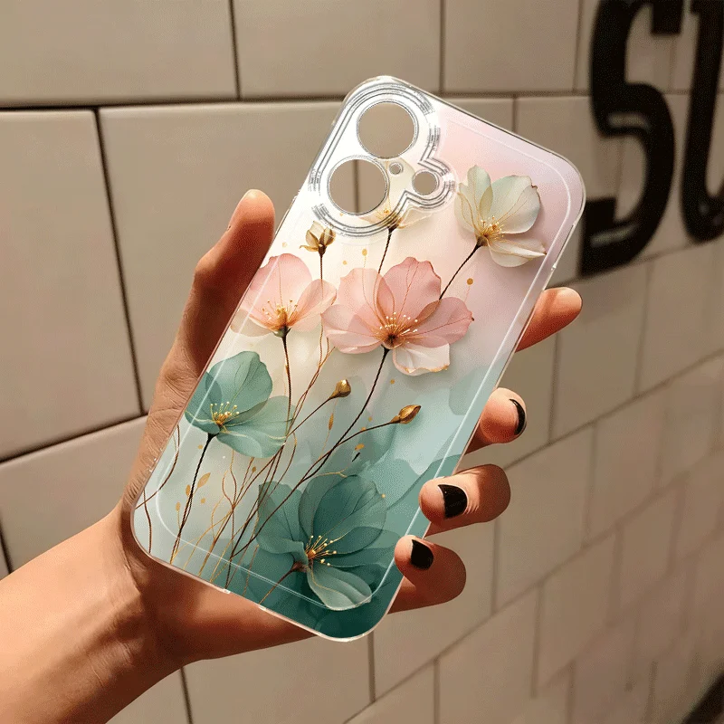 

Soft and elegant gradient pattern TPU silver-colored phone case, suitable for iPhone 17, 16, 15, 14, 13, 12, 11, etc.
