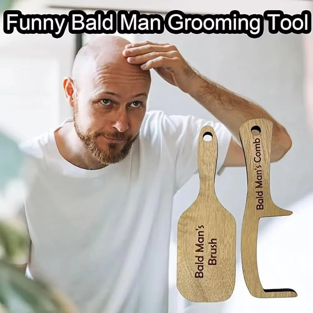 Adult Gift Wooden Comb Bald Man Comb Funny Shape Scratch-Free Hair Buffer Easy-Grip Toothless Comb Hair Styling Tool Hair Care