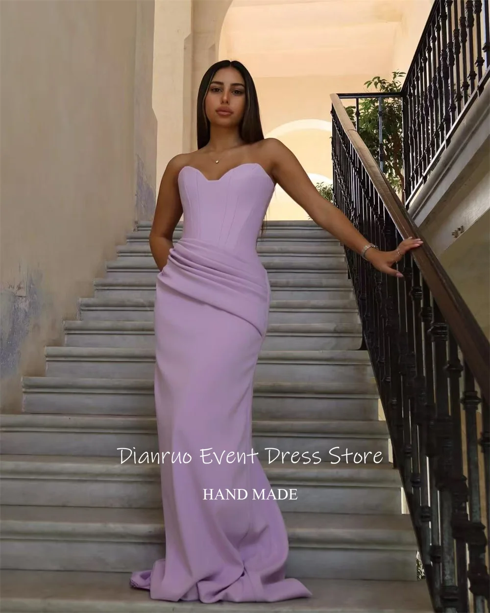 فساتين سهرة Dianruo حورية البحر على شكل قلب طويلة من الساتان فيستدو دي غالا فام الحد الأدنى المكشكش Abiti Da Cerimonia مخصصة