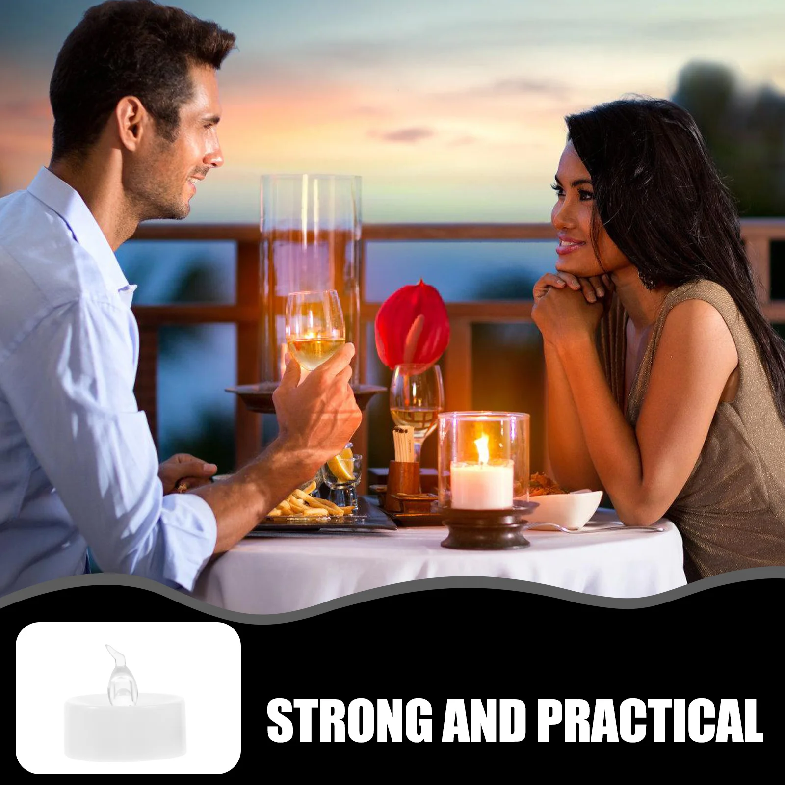 

12Pcs Electronic Set Small LED Lights Operated Flameless Electric Candles Wedding Party Decorative