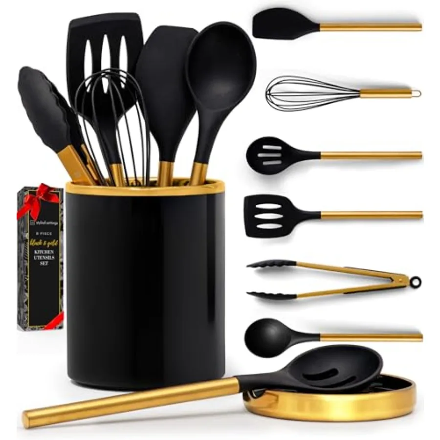 Blk And Gold Kitche…