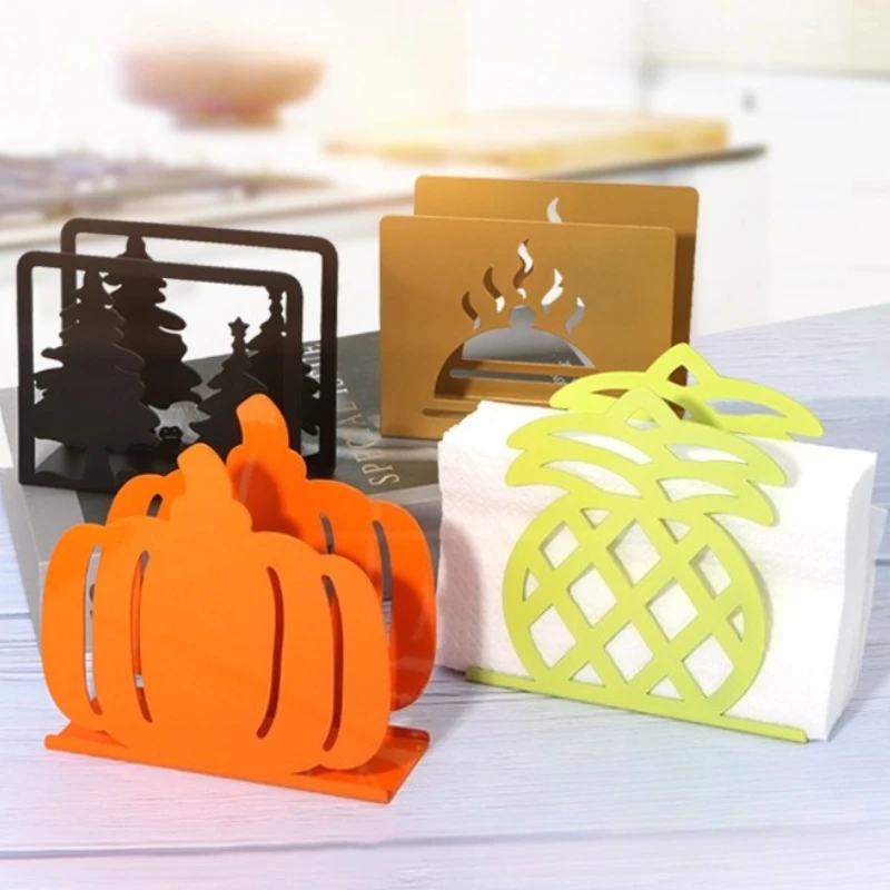 Square Napkin Holder Metal Hollow Out Design Creative Tissue Holder Napkin Holder,Western Restaurant Decoration Ornament
