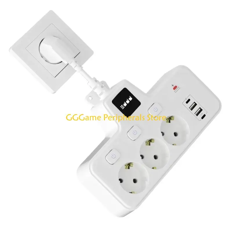 

U55B Europeans Power Converter With Touch Control Night Light 4 Outlets 4 USB Slots