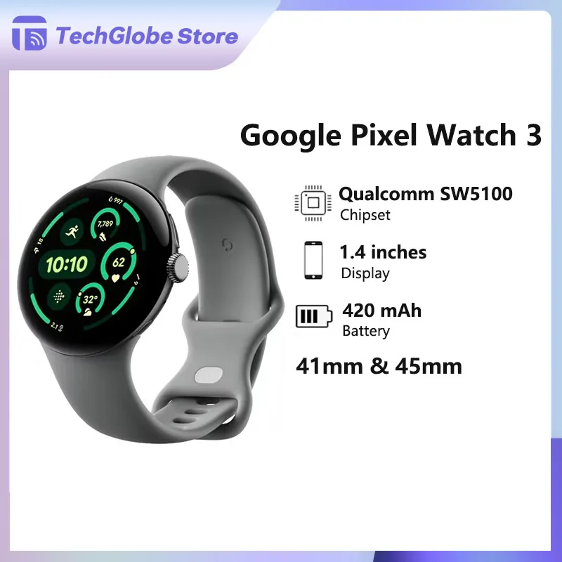 

Smart Watches Google Pixel Smart Watch 3 41mm 45mm WIFI Version Qualcomm SW5100 Wear OS 5.0 2GB RAM 32 GB eMMC flash SmartWatch