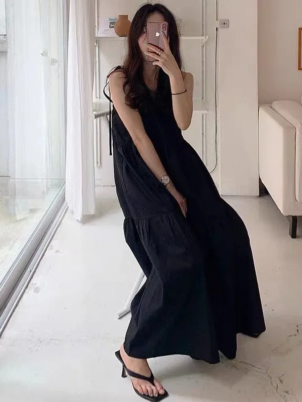 Fashionable Chic Long Vest Strap Dress New Arrival Women's Clothing Subtle Design Comfortable Korean Style Cotton Summer Dress