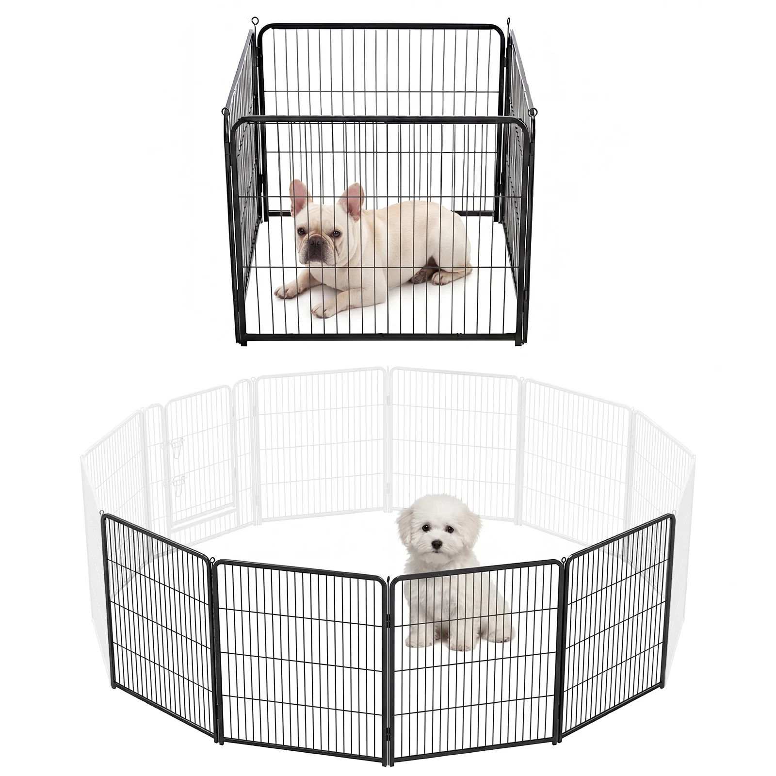 

Metal material, foldable pet fence with a door, suitable for small, medium and large-sized dogs outdoors