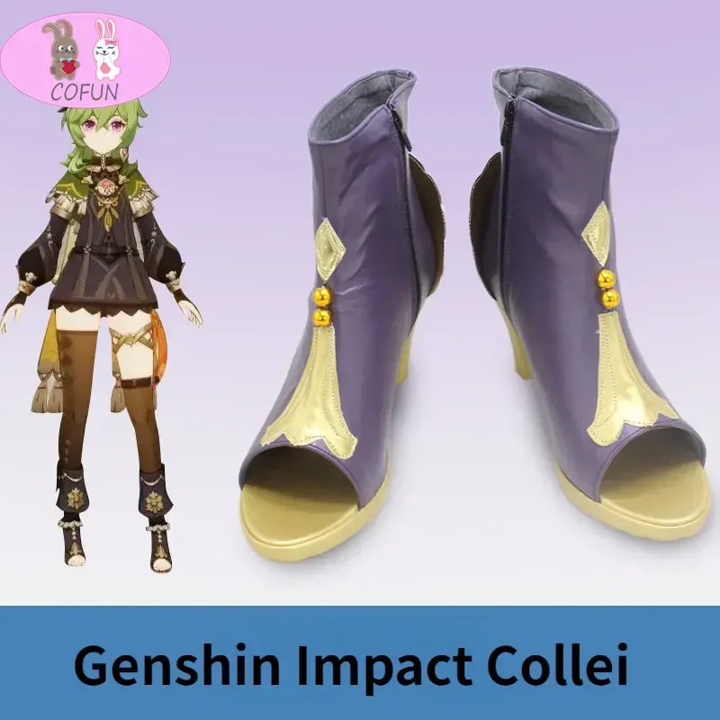 Buty do cosplayu COFUN Collei, kozaki do kostiumu Genshin Impact, przebranie, cosplay Genshin, buty na wysokim obcasie dla kobiet i mężczyzn