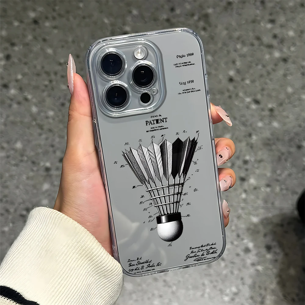 Силиконовый чехол для телефона с принтом в стиле ретро для бадминтона для IPhone 17 16 15 14 13 12 11 Pro Xs Max Air Mini 7 8 6 6s Plus SE 2020 2022 Cover