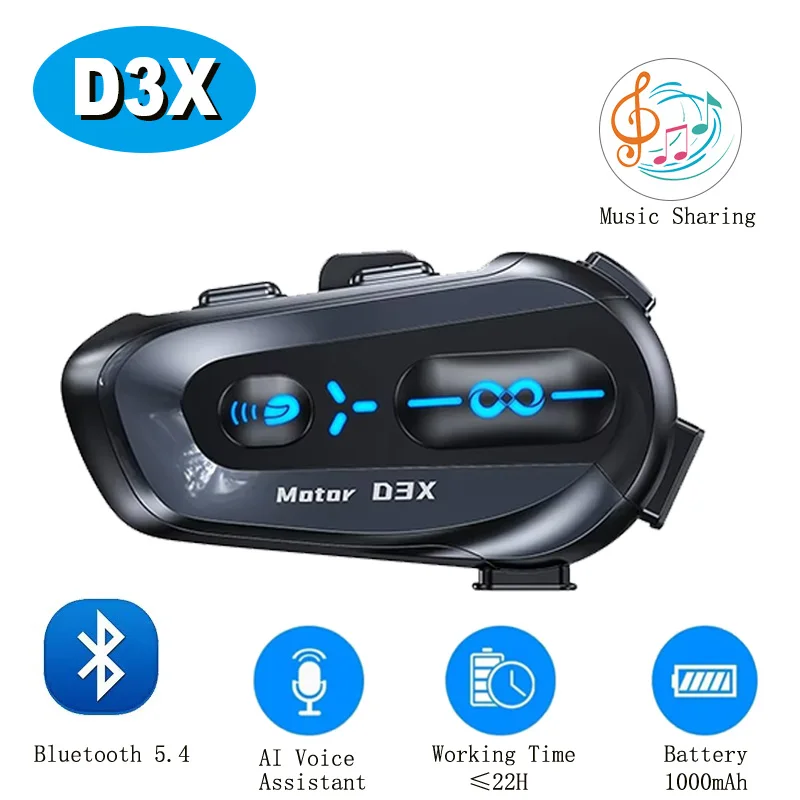 

D3X мотоциклетный Bluetooth-шлем полудуплексный домофон 1000 мАч аккумулятор высокой емкости автоматический отпуск для звонков IP56Водонепроницаемый