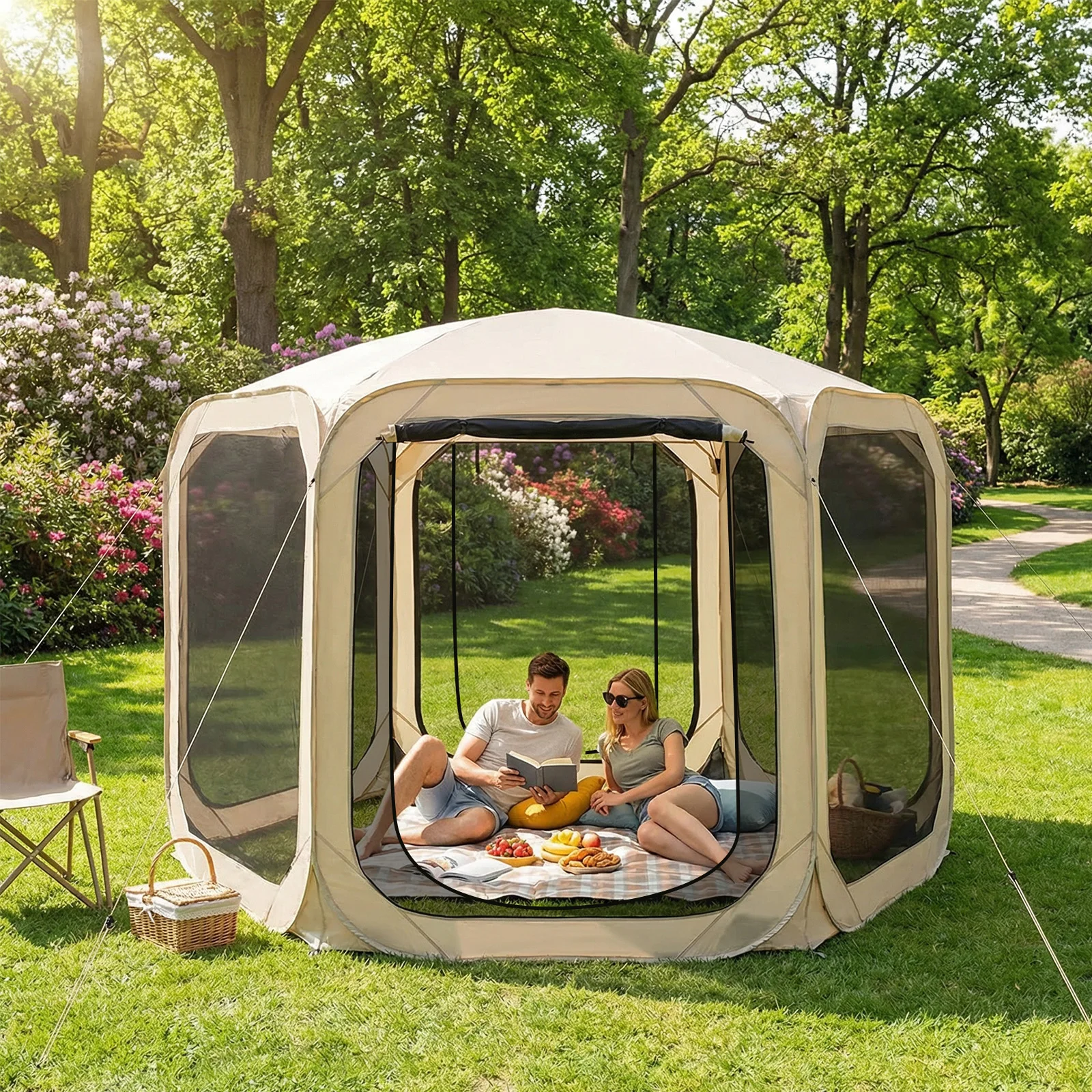 UV Protective Portable Pop-Up Screen Tent with Storage Bag for Grasslands Beaches Parks Gardens - Sunshade Tent