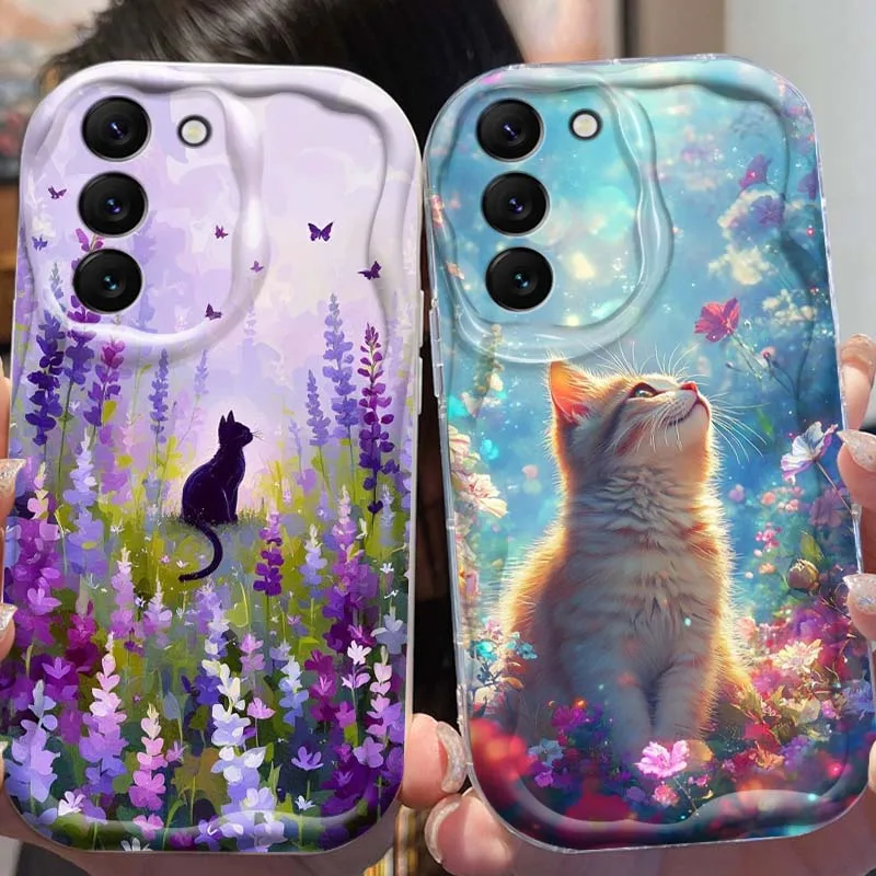 

Anime Art Cat Design Phone Case For Samsung S25 S24 S23 S22 S21 S20 A04 A05s A05 A06 Ultra Plus FE 5G Wave Oil