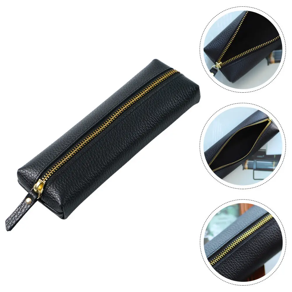 

Litchi Texture Pencil Bag Large Capacity Zipper Design Pen Case Anti-Scratch Portable Stationery Organizer Multifunction Makeup
