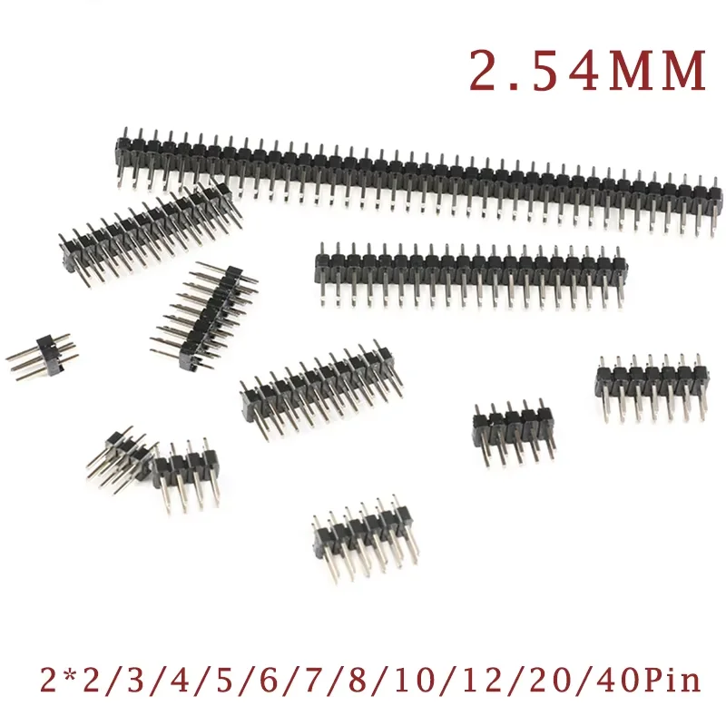 10Pcs 2.54mm Double Row Male PCB Board Pin Header Connector Strip Pin Header 2X2/3/4/6/8/10/12/15/20/40Pin For Arduino