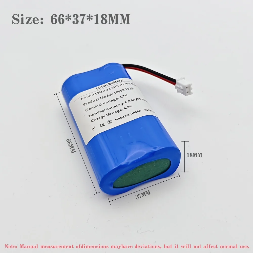 بطارية ليثيوم أيون 3.7 فولت 6800 مللي أمبير في الساعة 18650 مع لوحة حماية مدمجة للبطارية مع قابس PCB XH 2.54 2P