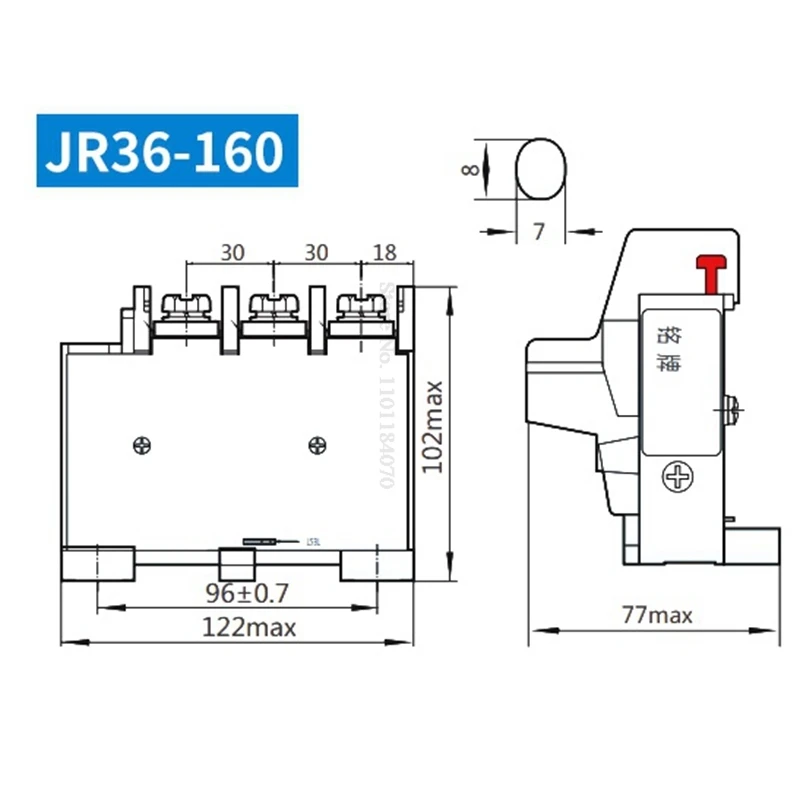 CHINT JR36-160 Thermal Overload Relay 40-63A 53-85A 75-120A 100-160A Thermal Overload Protection Relay 220V