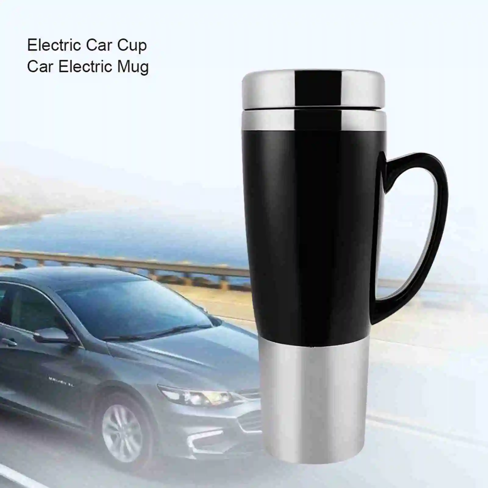 

12V Electric Water Insulated Car Mug Travel Heating Cup Kettle for Hot Coffee Milk Tea(Black)