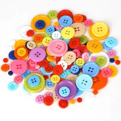 100 pezzi 9-25MM bottoni in plastica assortiti 4 fori rotondi colore misto durevoli bottoni per camicie in resina artigianale accessori per cucire artigianato fai da te