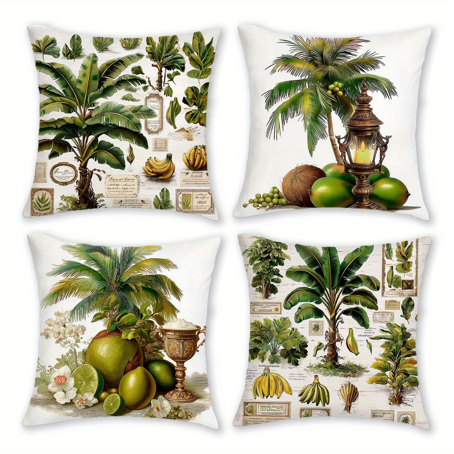 Home Decor Exotic Tropical Plants & Fruits Pillow Covers Pattern Cushion Cover Suitable for Sofa Bedroom Car Pillow Cover