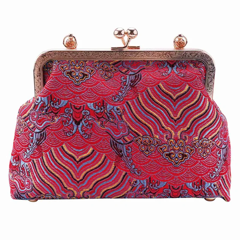 Saco de pano retrô Su Haiya, elegante bolsa cheongsam borla, pacote diagonal portátil, saco de banquete dourado, temperamento