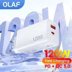 120w GaN Charger QC 5.0 Fast Charging PD 25W USB Type C Charger For iPhone Samsung Xiaomi Fast Wall Charger Adapter US EU Plug