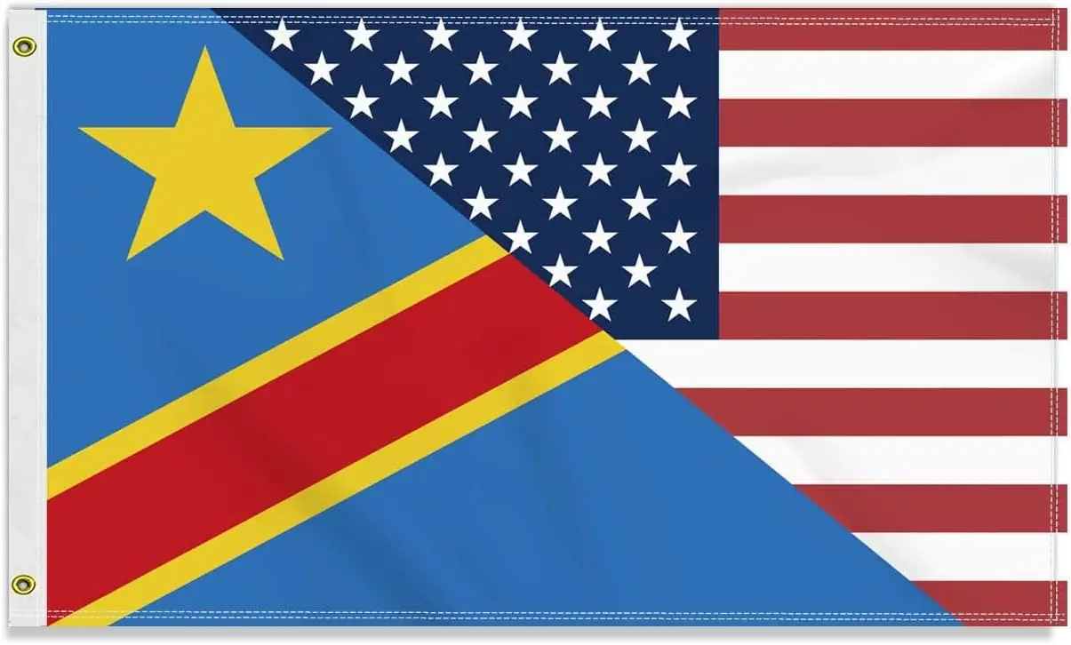 Flagicts 100% Polyester Democratic Republic of the Congo USA Friendship Flag